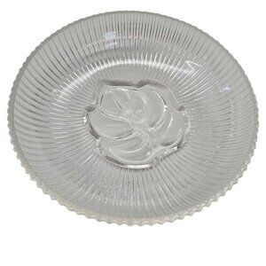 Vintage Federal Glass Depression Era Ribbed Glass Bowl w Leaf